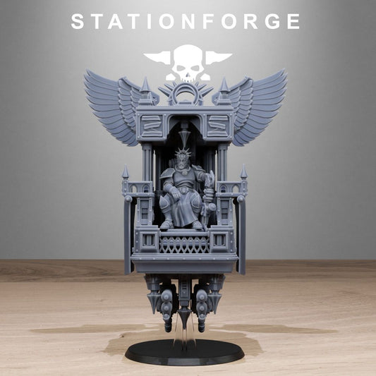Imperial Army Flying Throne, proxy miniature, flyer, 28mm heroic scale unpainted resin, view 2
