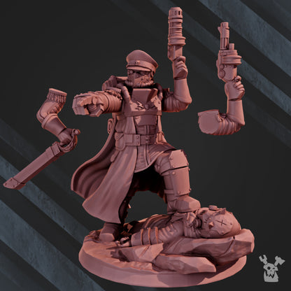 Imperial Army Dawnguard Commissar, 28mm heroic scale unpainted resin, view 4