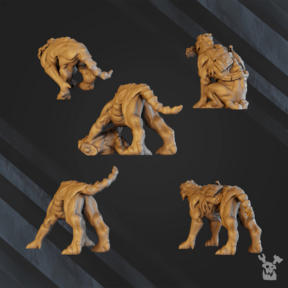 Tuai Anunnaki Tribe Watchdogs, proxy miniature, 28mm heroic scale unpainted resin, view 6