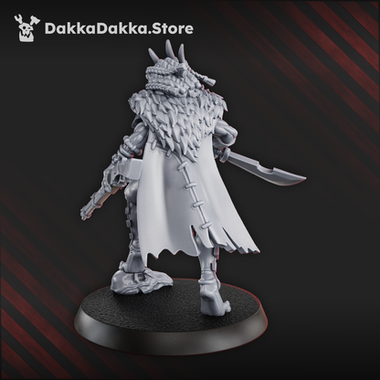 Tuai Mar-Duk Tribe Warrior, proxy miniature, infantry, 28mm heroic scale unpainted resin, view 2
