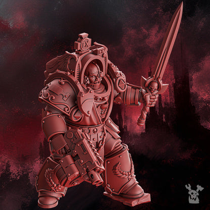 Crimson Knights Commander In Destroyer Armor, proxy miniature, character, 28mm heroic scale unpainted, view 3