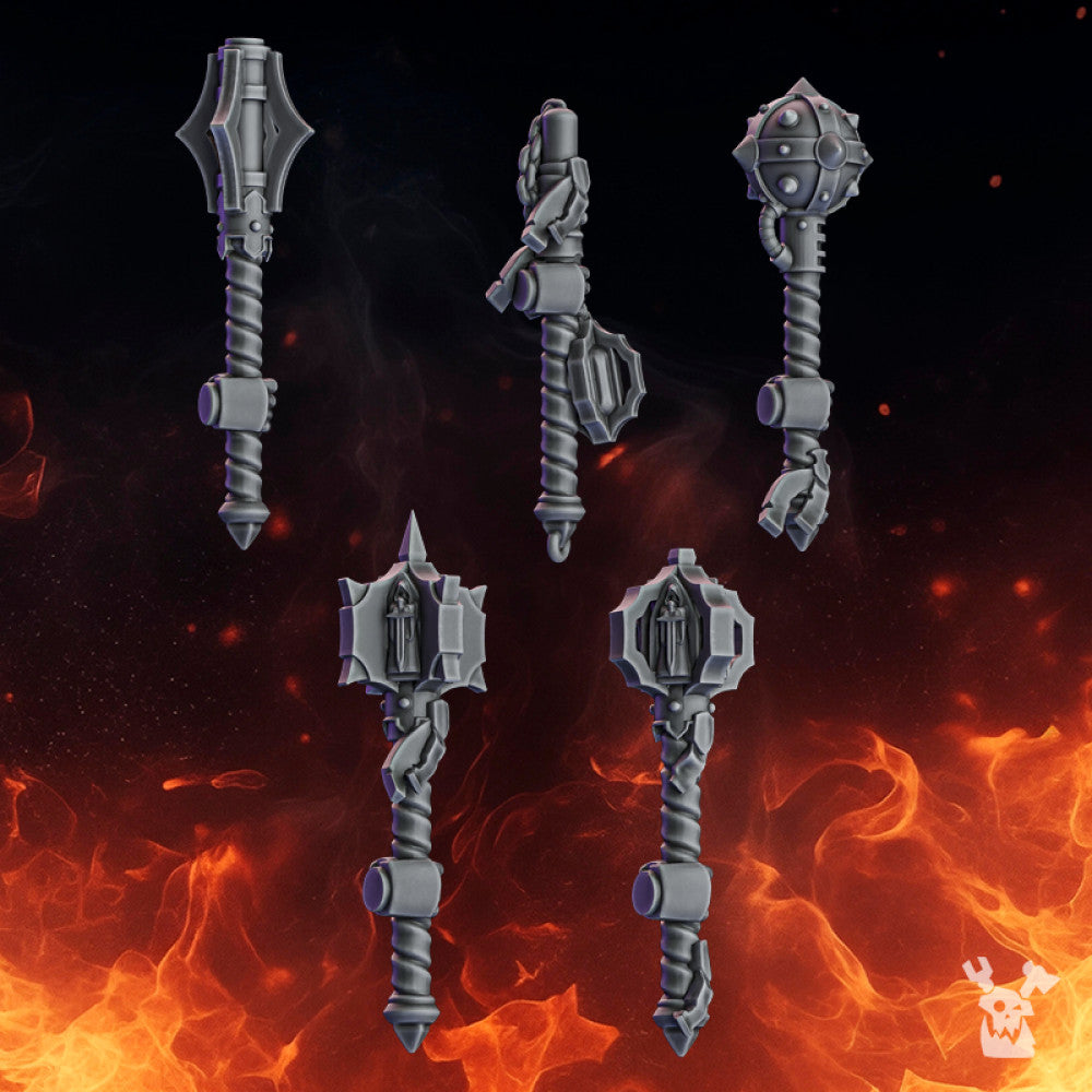 Crusader Knights Maces (Left), resin conversion bits, weapons, 28mm heroic scale unpainted resin