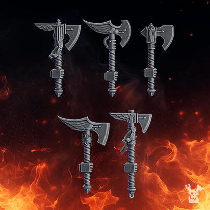 Crusader Knights Knight Axes (Right), resin conversion bits, weapons, 28mm heroic scale unpainted resin