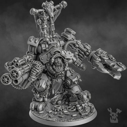 Orks Gharghkool Da Big Wrecka, proxy miniature, 28mm heroic scale unpainted resin, view 4