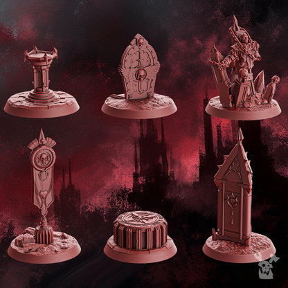 Crimson Knights Objective Markers, resin miniature bases, 28mm heroic scale unpainted resin