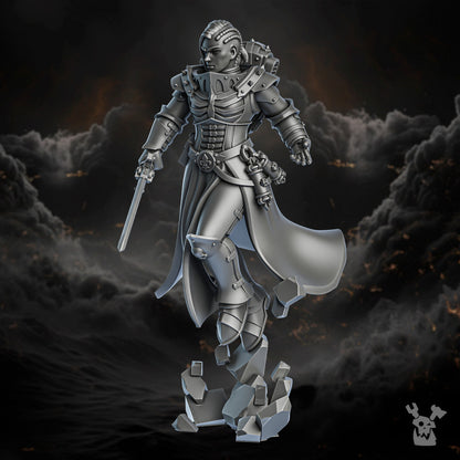 Battle Sisters Ephra, proxy miniature, 28mm heroic scale unpainted resin, view 3