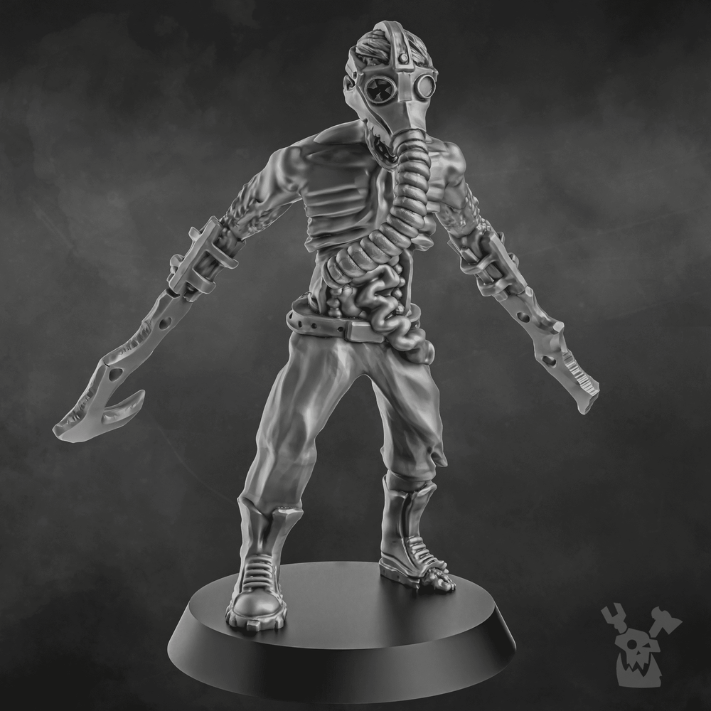 Plague Knights Zombie Slaughterer, proxy miniature, 28mm heroic scale unpainted resin, view 4