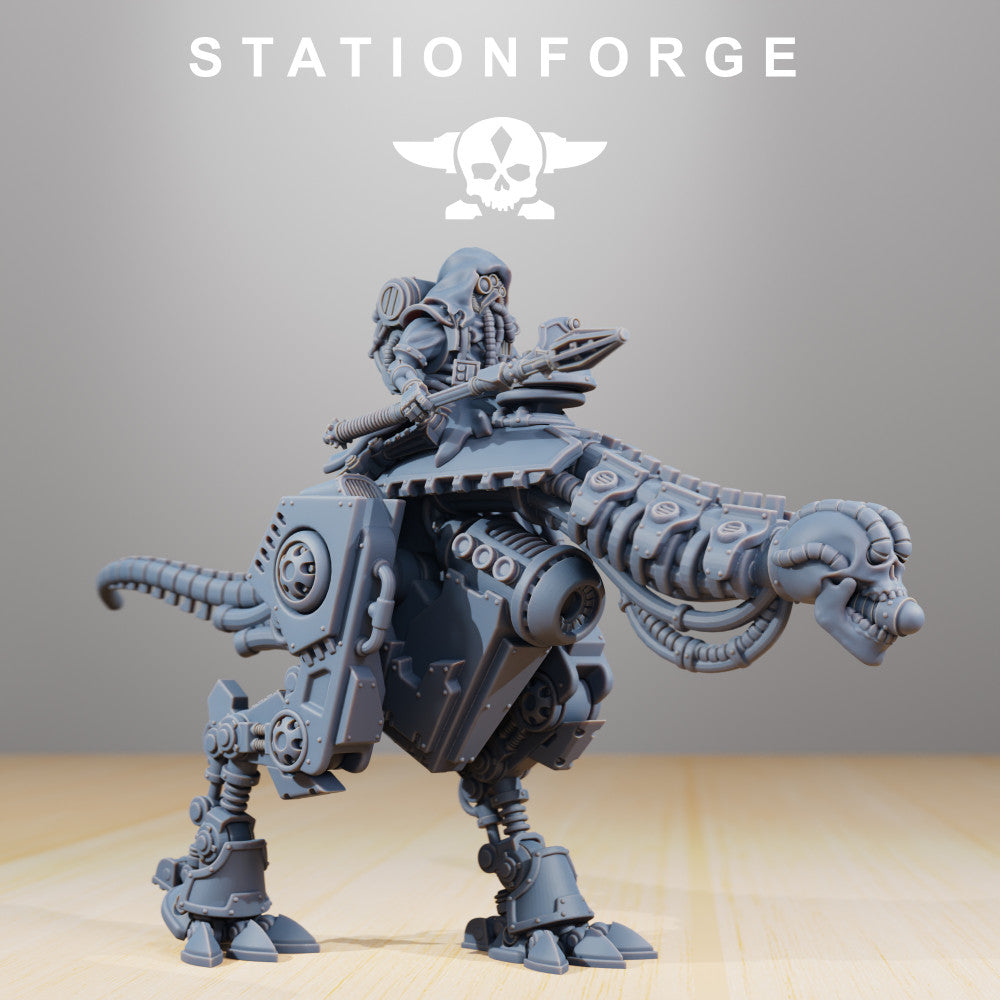 Scavenger Alpha Rider, Tech Priests proxy miniature, vehicle, 28mm heroic scale unpainted resin, view 2