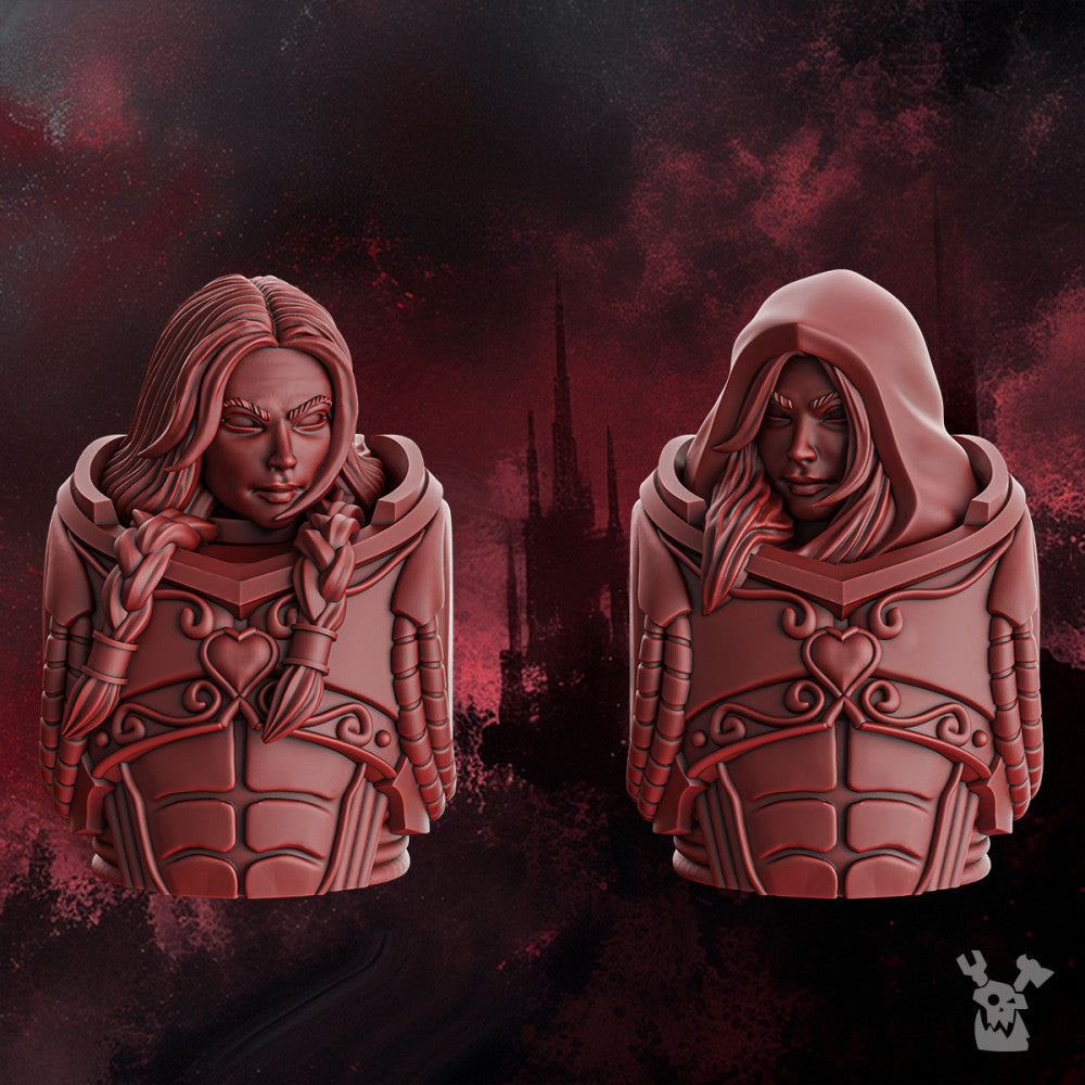 Crimson Knights Female Heads Set, resin conversion bits, 28mm heroic scale unpainted resin, view 4