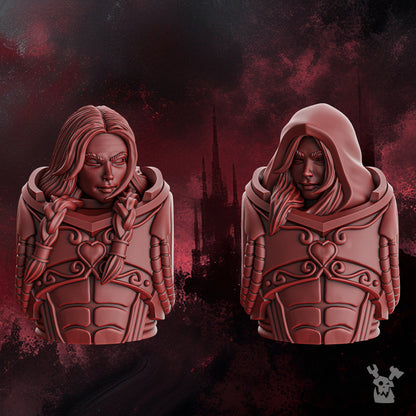 Crimson Knights Female Heads Set, resin conversion bits, 28mm heroic scale unpainted resin, view 4