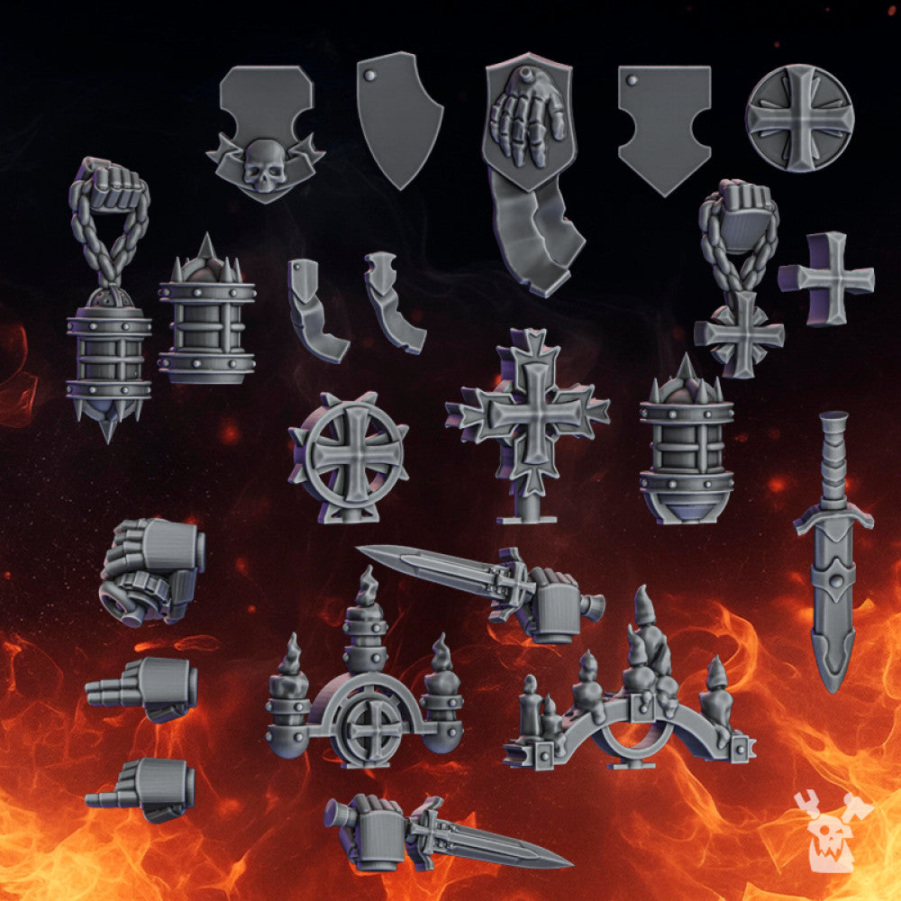 Crusader Knights Decor Set, resin conversion bits, bits, 28mm heroic scale unpainted resin