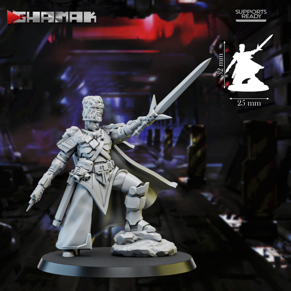 Firstborn Commander Medic, Imperial Army proxy miniature, character, 28mm heroic scale unpainted resin