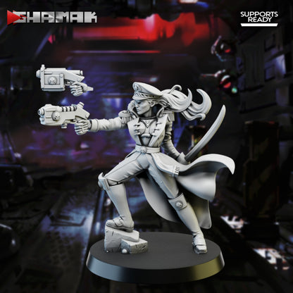 Firstborn Commissar, Imperial Army proxy miniature, 28mm heroic scale unpainted resin