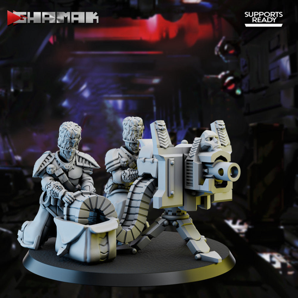 Imperial Army Firstborn Heavy Machinegun Team (2 Units), 28mm heroic scale unpainted resin