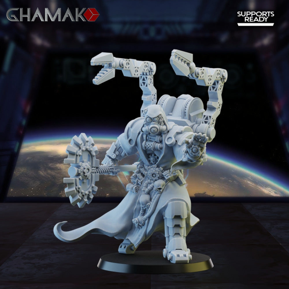Cult Of Mars Tecno Repairer, Tech Priests proxy miniature, 28mm heroic scale unpainted resin