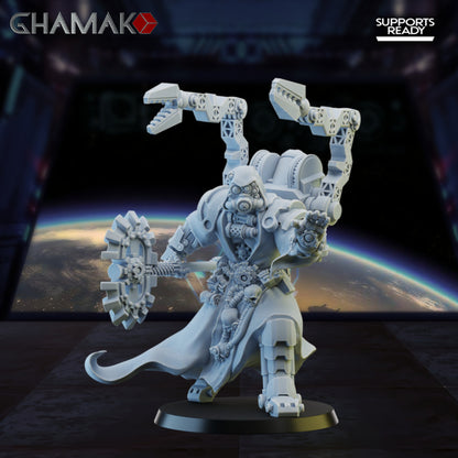 Cult Of Mars Tecno Repairer, Tech Priests proxy miniature, 28mm heroic scale unpainted resin