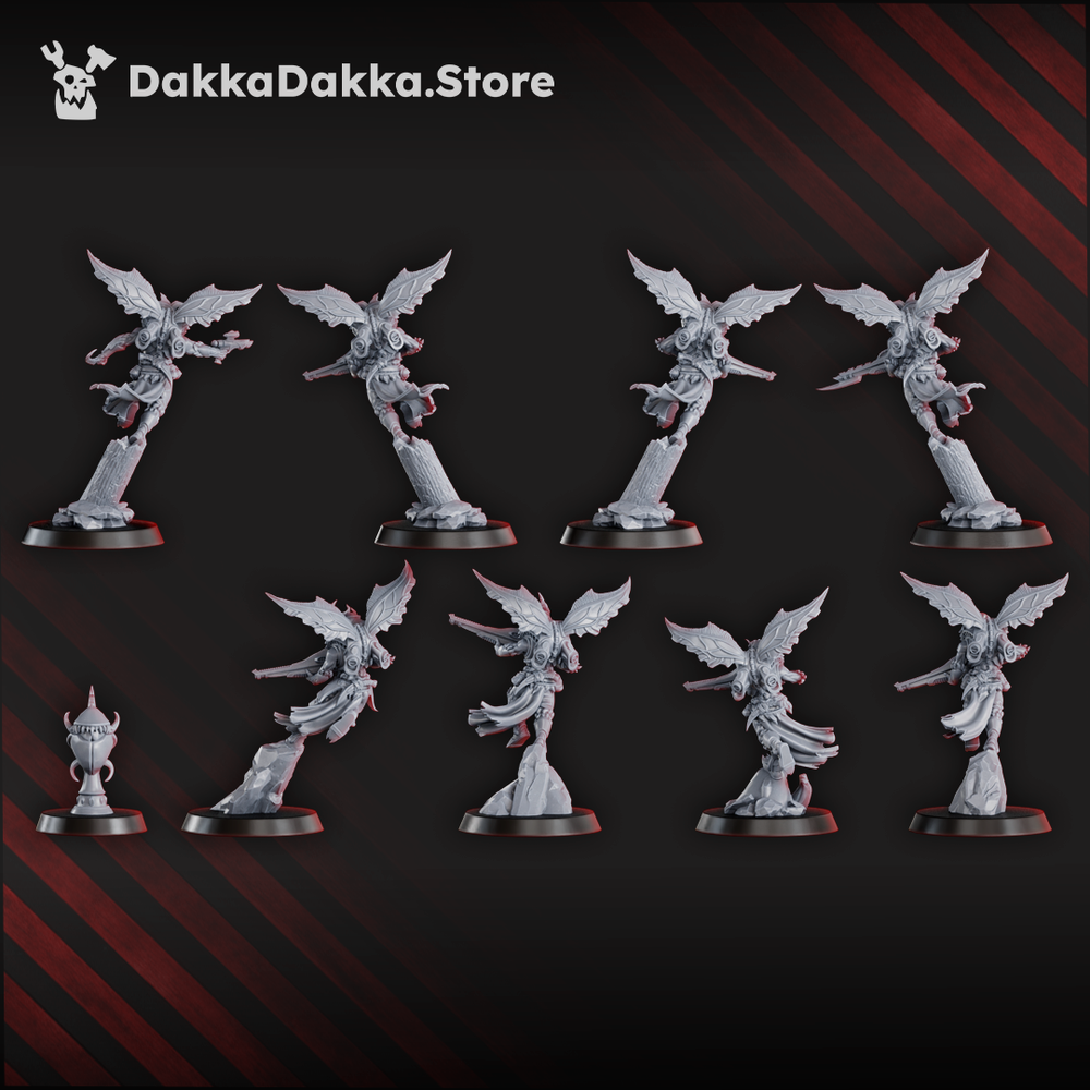 Eldar Airborne Squad, proxy miniature, 28mm heroic scale unpainted resin, view 3