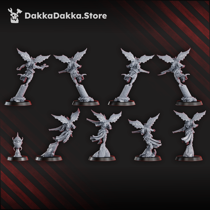 Eldar Airborne Squad, proxy miniature, 28mm heroic scale unpainted resin, view 3