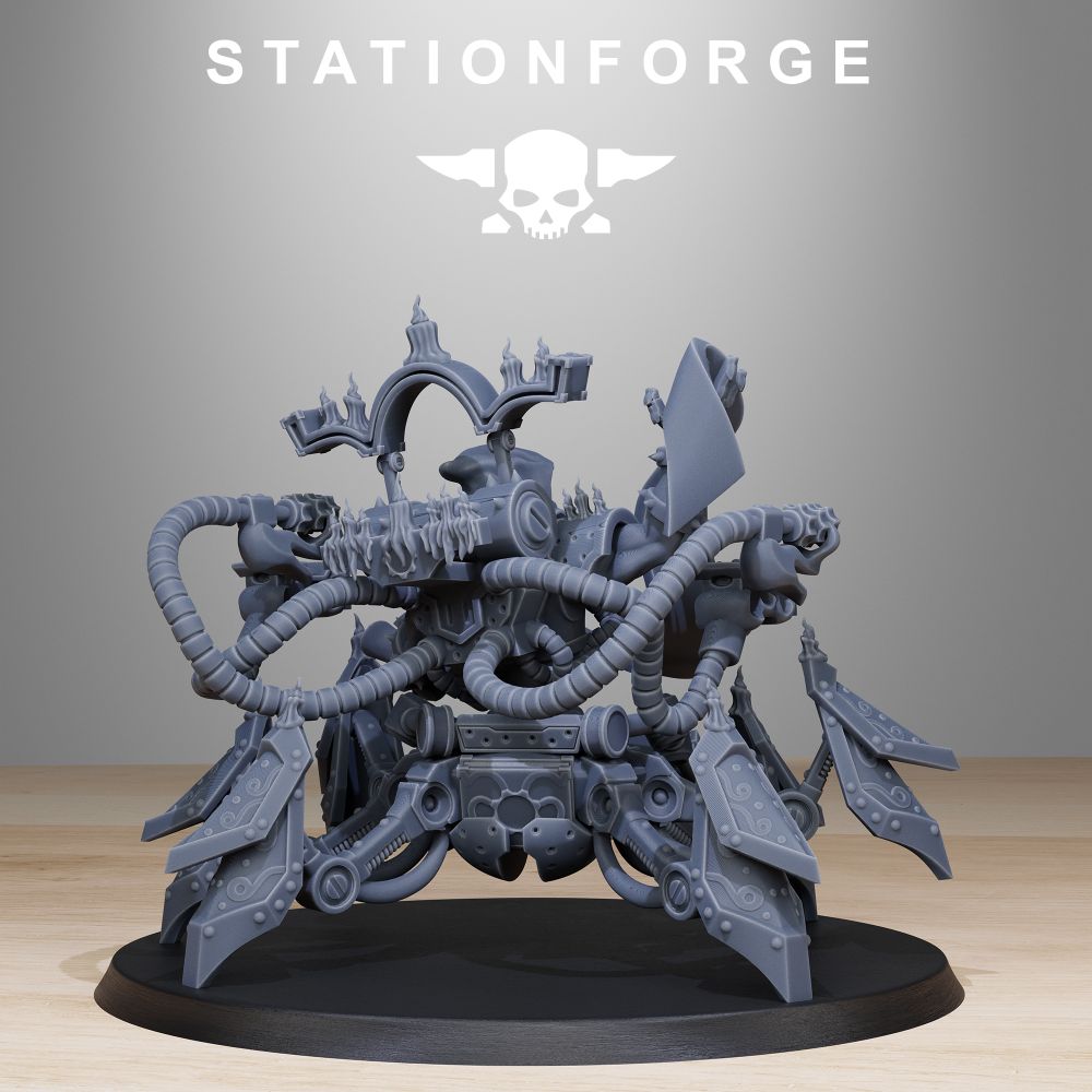 Scavenger Librarian, Tech Priests proxy miniature, 28mm heroic scale unpainted resin, view 3