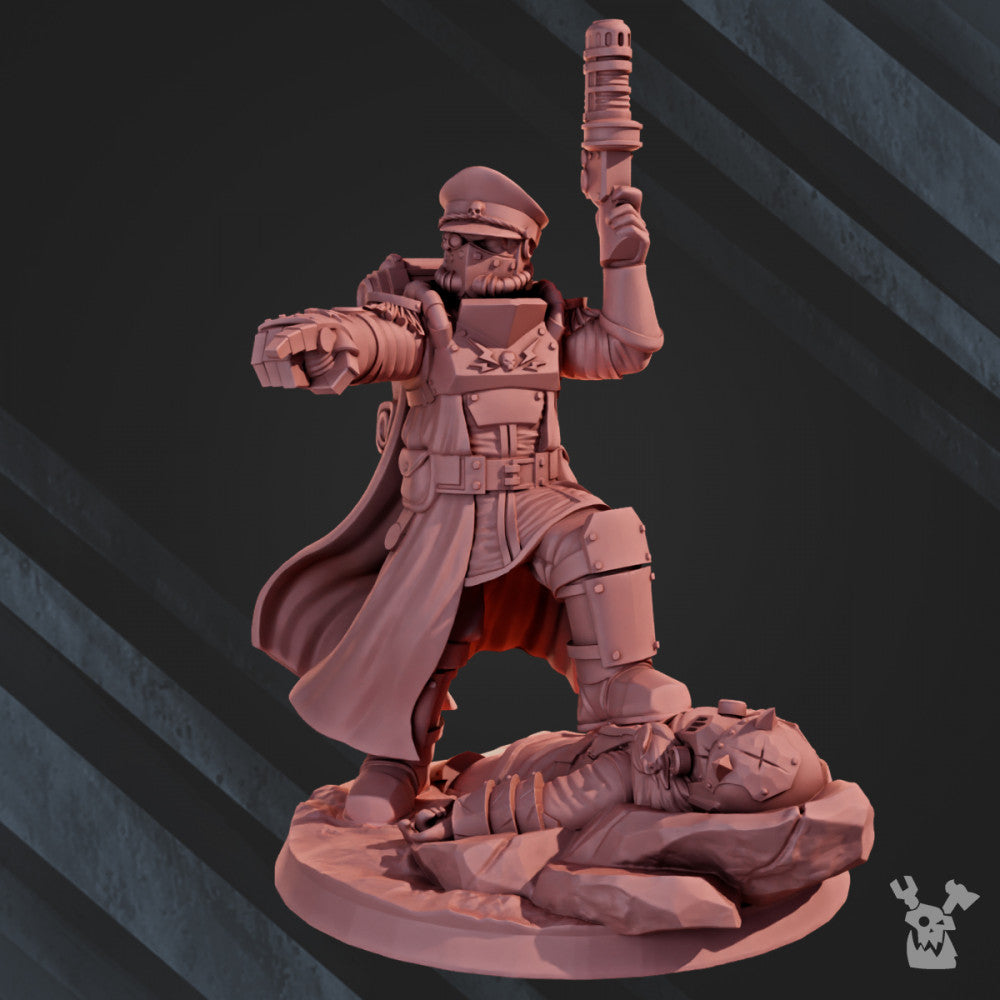 Imperial Army Dawnguard Commissar, 28mm heroic scale unpainted resin, view 8