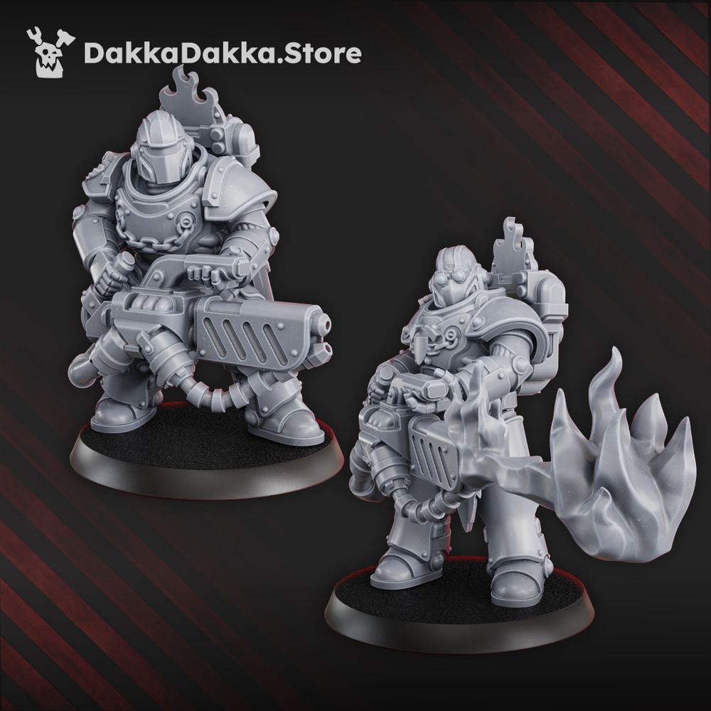 Flame Knights Team Ignitium, proxy miniature, squad, 28mm heroic scale unpainted resin, view 3