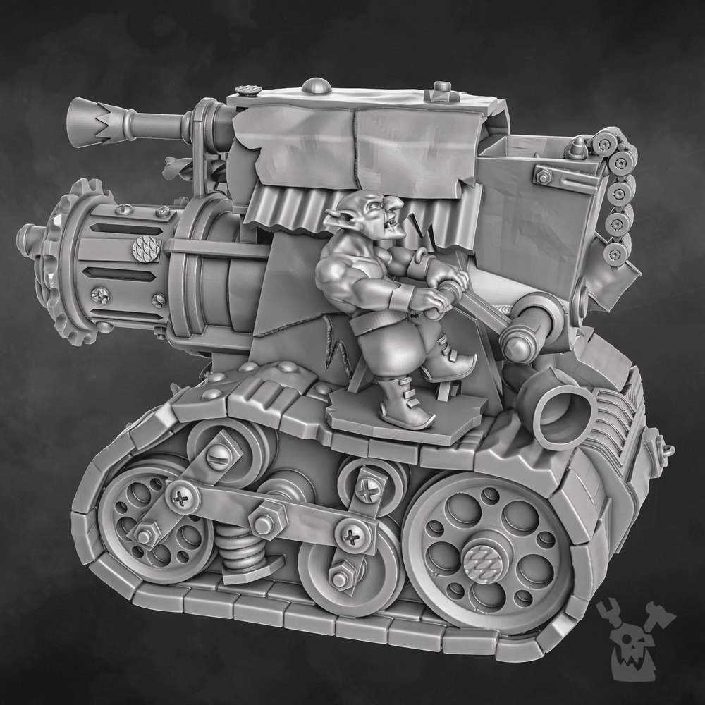 Orks Gobbo Wagon, proxy miniature, 28mm heroic scale unpainted resin, view 6