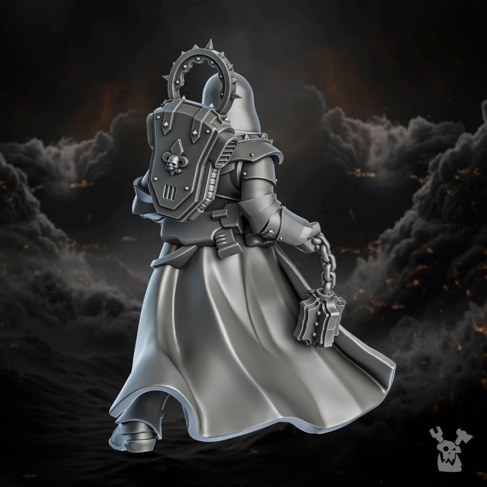Battle Sisters Magistrate Sister, proxy miniature, 28mm heroic scale unpainted resin, view 2