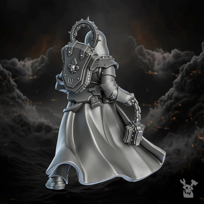 Battle Sisters Magistrate Sister, proxy miniature, 28mm heroic scale unpainted resin, view 2