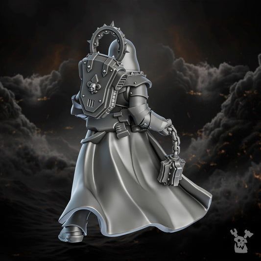 Battle Sisters Magistrate Sister, proxy miniature, 28mm heroic scale unpainted resin, view 2