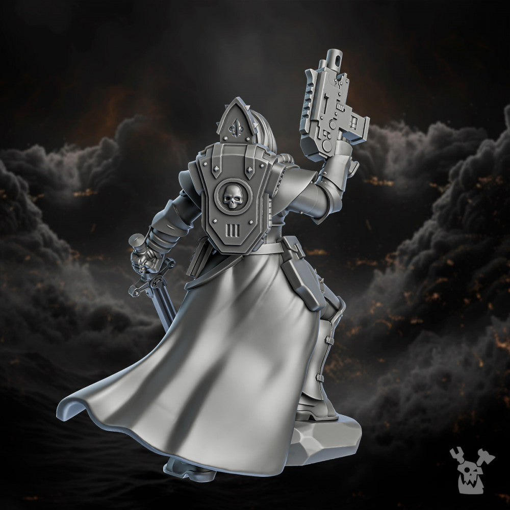Battle Sisters Verid, proxy miniature, 28mm heroic scale unpainted resin, view 3