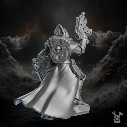 Battle Sisters Verid, proxy miniature, 28mm heroic scale unpainted resin, view 3
