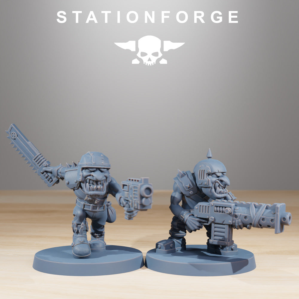 Orks Gobs Infantry, proxy miniature, 28mm heroic scale unpainted resin, view 2