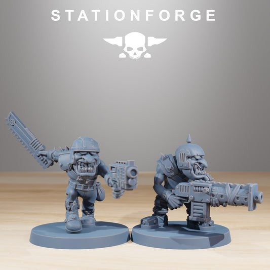 Orks Gobs Infantry, proxy miniature, 28mm heroic scale unpainted resin, view 2