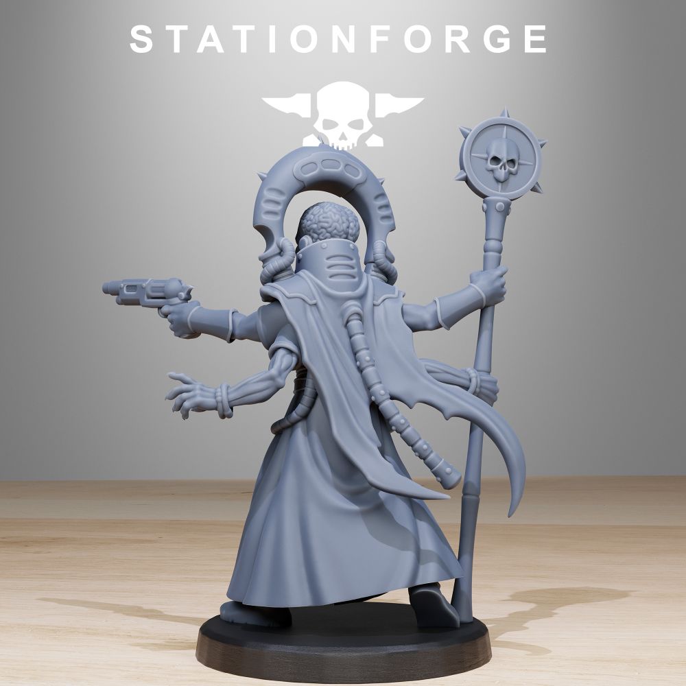 Xentari Cultist, Bio Swarm proxy miniature, 28mm heroic scale unpainted resin, view 3