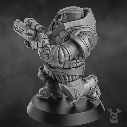 Space Dwarf Nibelung Warrior V2, proxy miniature, infantry, 28mm heroic scale unpainted resin, view 2