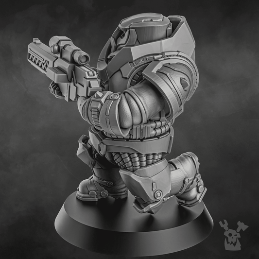 Space Dwarf Nibelung Warrior V2, proxy miniature, infantry, 28mm heroic scale unpainted resin, view 2