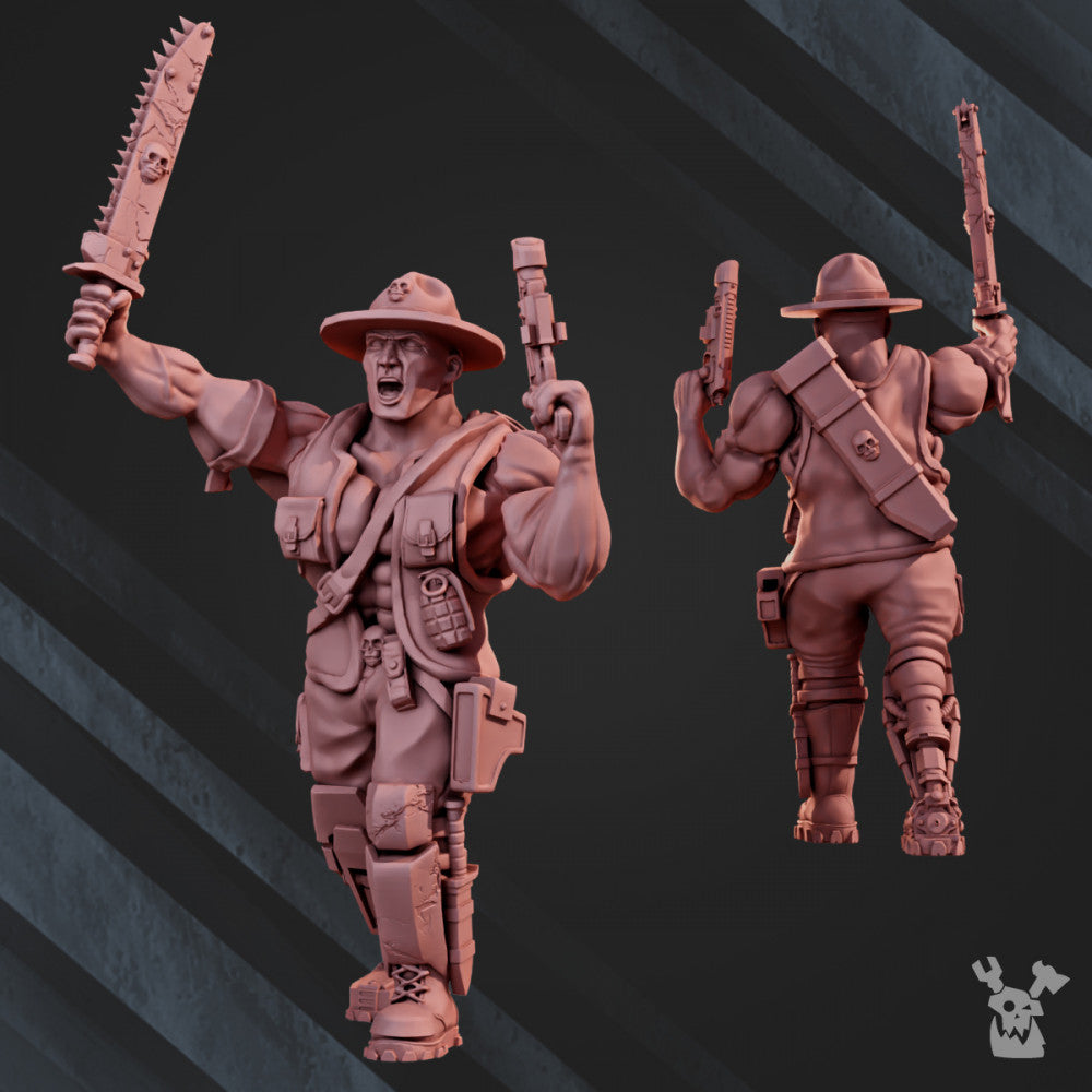Imperial Army Jungle Fighters Commander, 28mm heroic scale unpainted resin, view 7