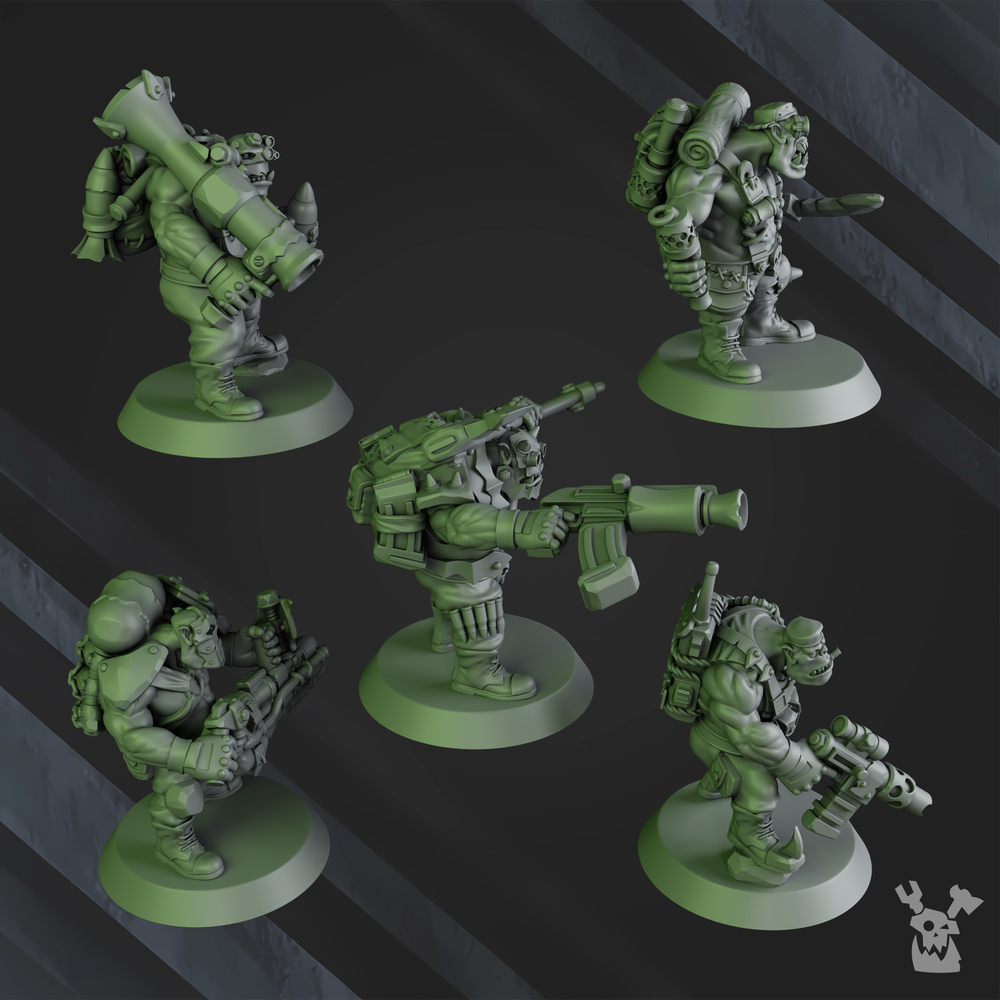 Orks Blak Orks Mob, proxy miniature, squad, 28mm heroic scale unpainted resin, view 4