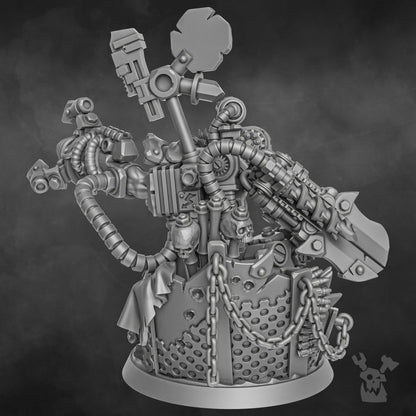 Orks Nikk Da Tech, proxy miniature, 28mm heroic scale unpainted resin, view 3