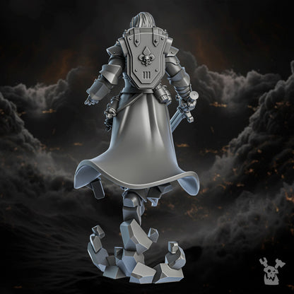 Battle Sisters Ephra, proxy miniature, 28mm heroic scale unpainted resin, view 2
