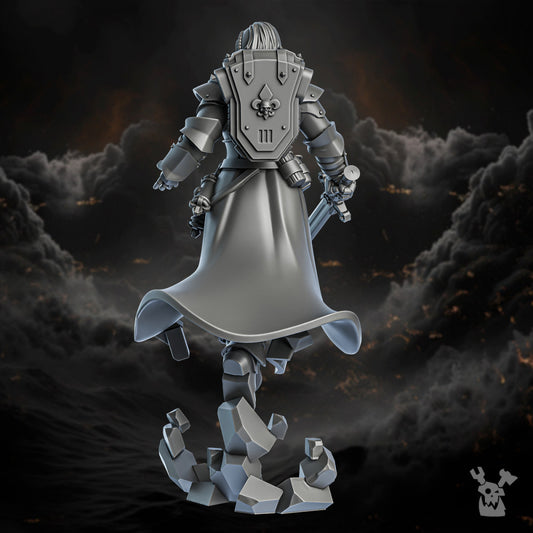 Battle Sisters Ephra, proxy miniature, 28mm heroic scale unpainted resin, view 2