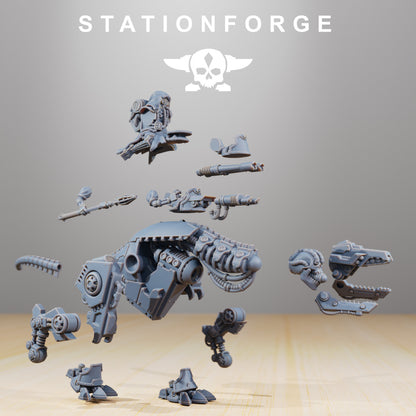 Scavenger Alpha Rider, Tech Priests proxy miniature, vehicle, 28mm heroic scale unpainted resin, view 3