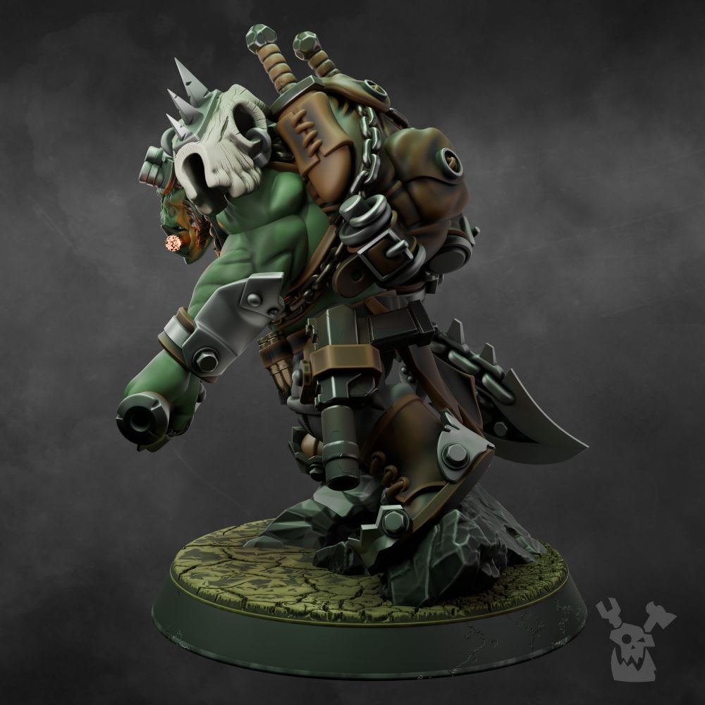 Orks Boss Smirknife, proxy miniature, character, 28mm heroic scale unpainted resin, view 3