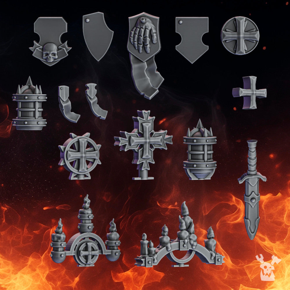 Crusader Knights Decor Set, resin conversion bits, bits, 28mm heroic scale unpainted resin, view 2