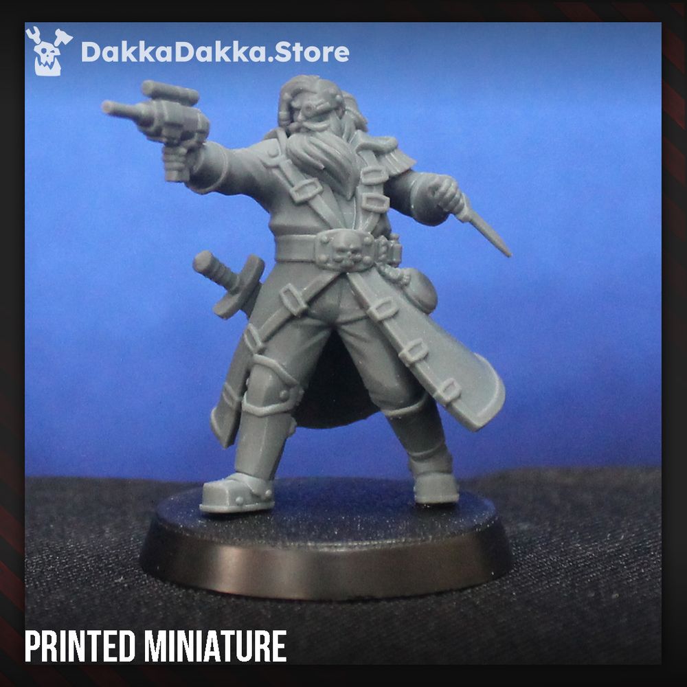 Rock Head Gangs Theodore The Grandee Headhunter, Inquisition proxy miniature, heads, 28mm heroic scale unpainted, view 3