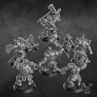 Orks Head Crackaz Mob, proxy miniature, squad, 28mm heroic scale unpainted resin, view 4
