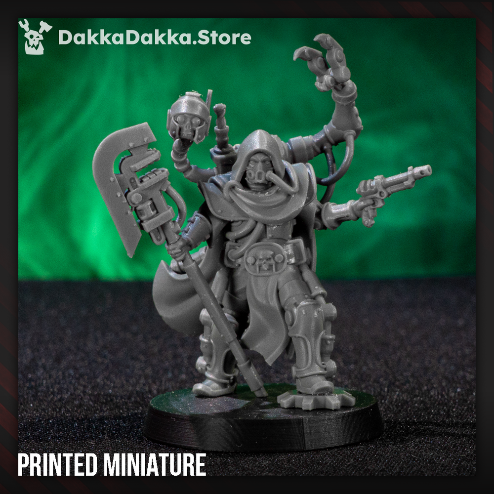Tech Priests Archimech Engineer, 28mm heroic scale unpainted resin, view 3