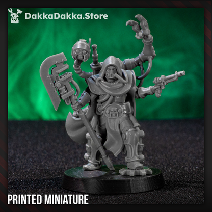 Tech Priests Archimech Engineer, 28mm heroic scale unpainted resin, view 3