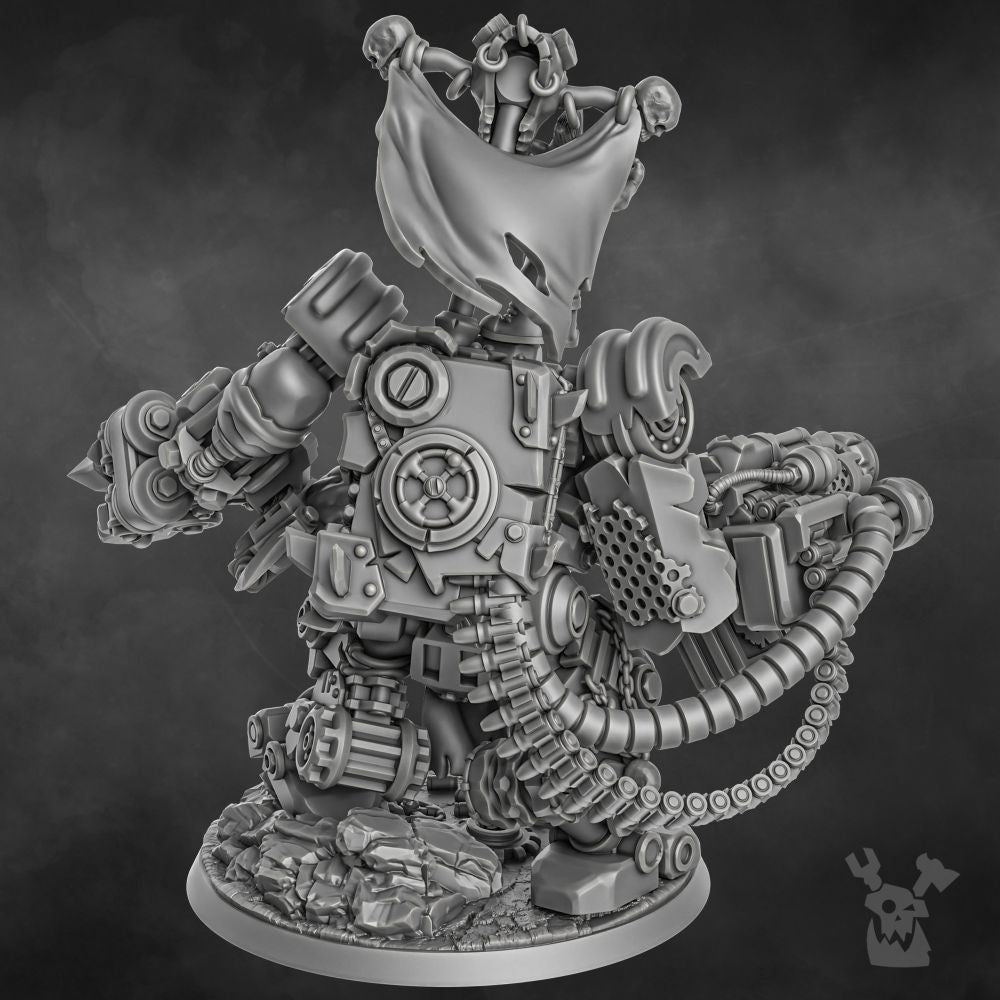 Orks Gharghkool Da Big Wrecka, proxy miniature, 28mm heroic scale unpainted resin, view 6