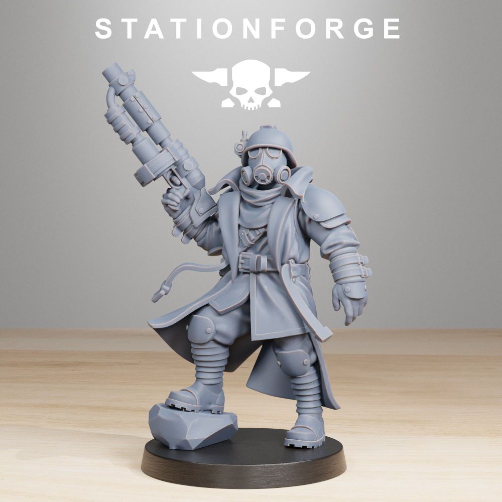 Imperial Army Grim Guard Scorchers Officers (2 Units), 28mm heroic scale unpainted resin, view 3
